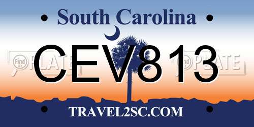 CEV813 South Carolina License Plate