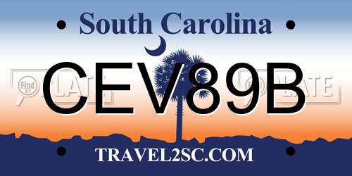 CEV89B South Carolina License Plate