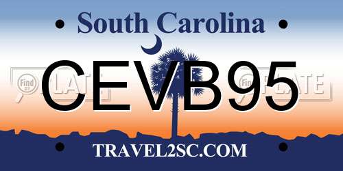 CEVB95 South Carolina License Plate