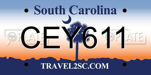 CEY611 South Carolina License Plate