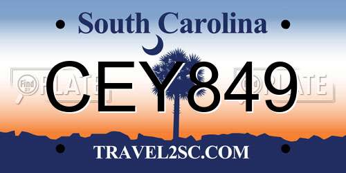 CEY849 South Carolina License Plate