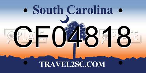 CF04818 South Carolina License Plate