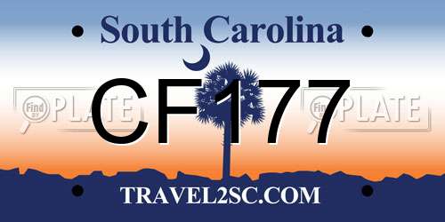 CF177 South Carolina License Plate