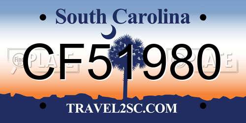 CF51980 South Carolina License Plate