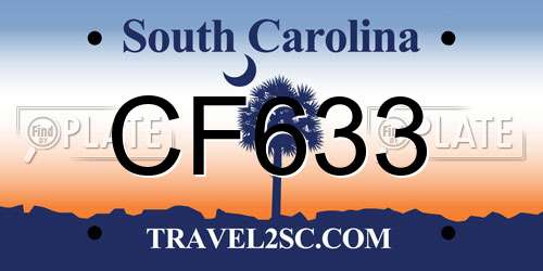 CF633 South Carolina License Plate