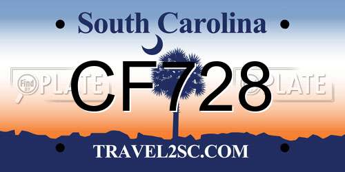 CF728 South Carolina License Plate