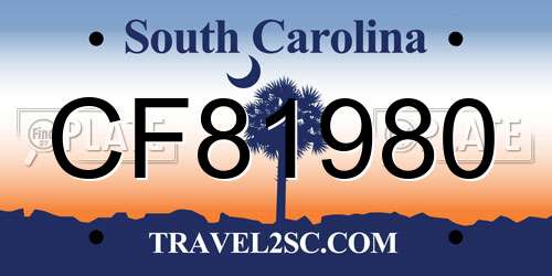 CF81980 South Carolina License Plate