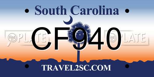 CF940 South Carolina License Plate