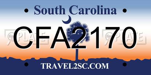 CFA2170 South Carolina License Plate