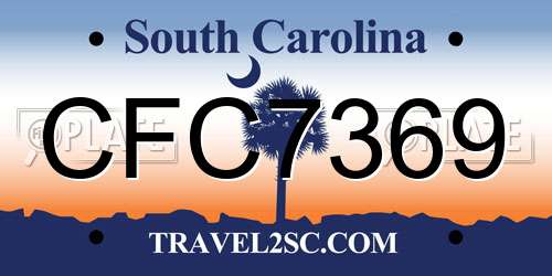 CFC7369 South Carolina License Plate