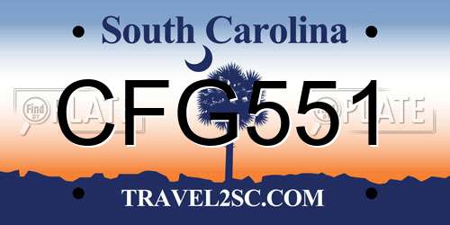 CFG551 South Carolina License Plate