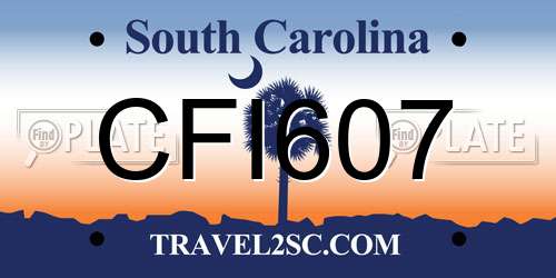 CFI607 South Carolina License Plate