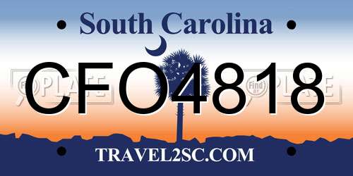 CFO4818 South Carolina License Plate