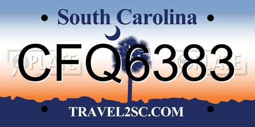 CFQ6383 South Carolina License Plate