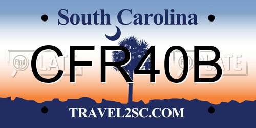 CFR40B South Carolina License Plate