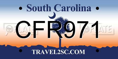 CFR971 South Carolina License Plate