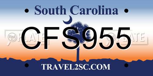 CFS955 South Carolina License Plate
