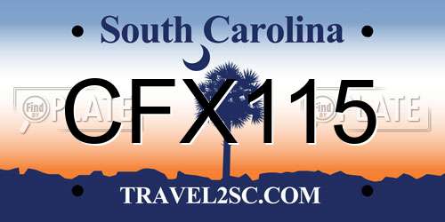 CFX115 South Carolina License Plate