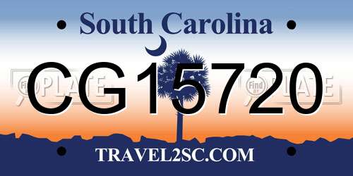 CG15720 South Carolina License Plate