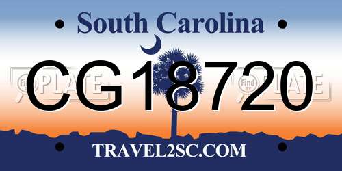 CG18720 South Carolina License Plate