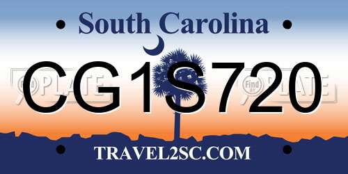 CG1S720 South Carolina License Plate