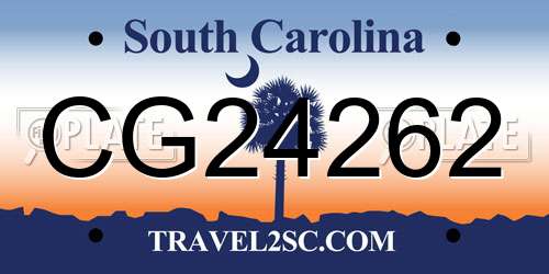 CG24262 South Carolina License Plate