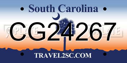 CG24267 South Carolina License Plate