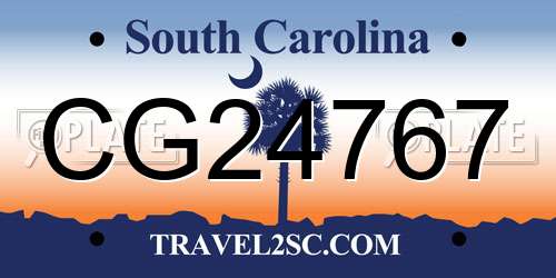 CG24767 South Carolina License Plate