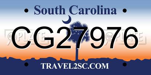 CG27976 South Carolina License Plate