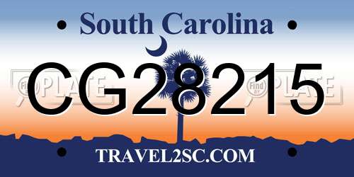 CG28215 South Carolina License Plate