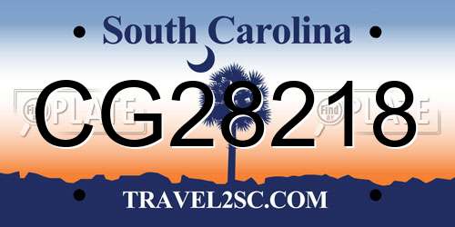 CG28218 South Carolina License Plate