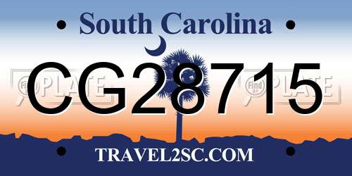 CG28715 South Carolina License Plate