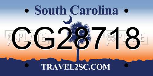 CG28718 South Carolina License Plate