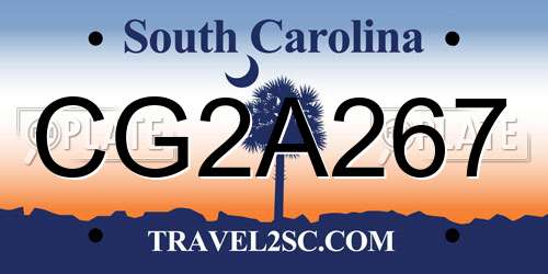 CG2A267 South Carolina License Plate