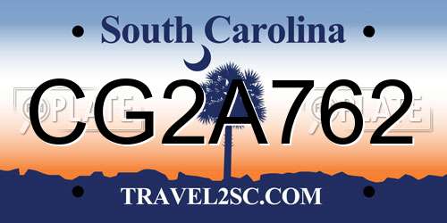CG2A762 South Carolina License Plate