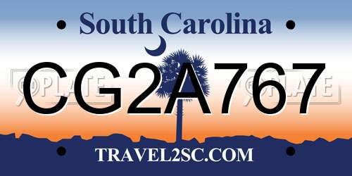 CG2A767 South Carolina License Plate