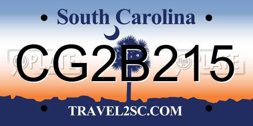 CG2B215 South Carolina License Plate