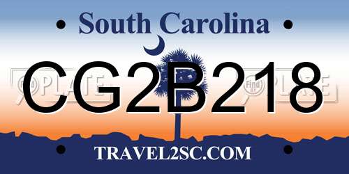 CG2B218 South Carolina License Plate