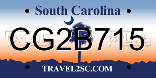 CG2B715 South Carolina License Plate