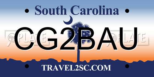 CG2BAU South Carolina License Plate