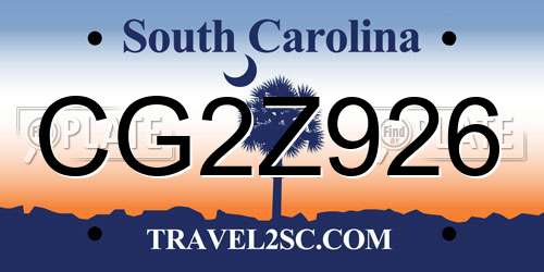 CG2Z926 South Carolina License Plate