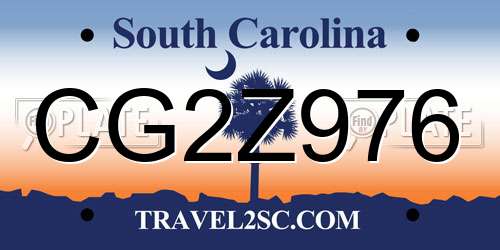 CG2Z976 South Carolina License Plate