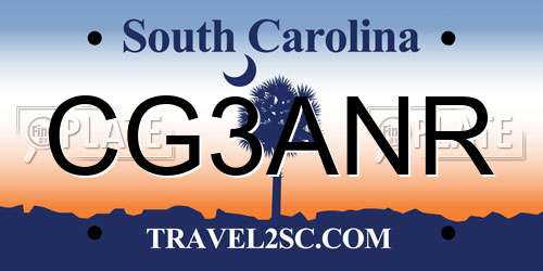 CG3ANR South Carolina License Plate