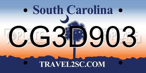 CG3D903 South Carolina License Plate