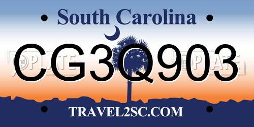 CG3Q903 South Carolina License Plate