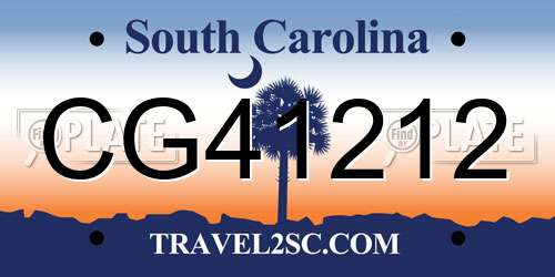 CG41212 South Carolina License Plate