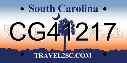 CG41217 South Carolina License Plate