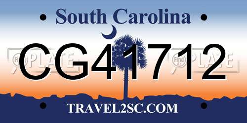 CG41712 South Carolina License Plate