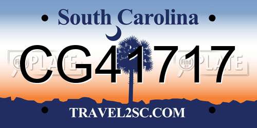 CG41717 South Carolina License Plate