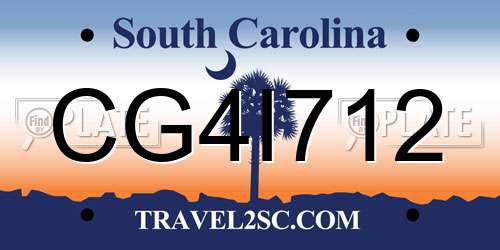CG4I712 South Carolina License Plate